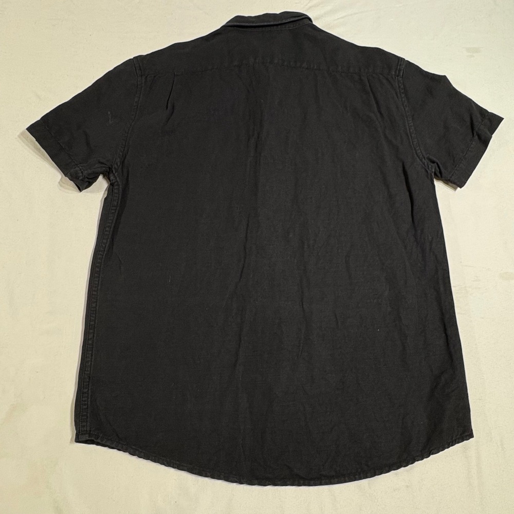 Bearbottom Linen Cotton Shirt Mens Small Black Short Sleeve Button Down Casual - Picture 3 of 6